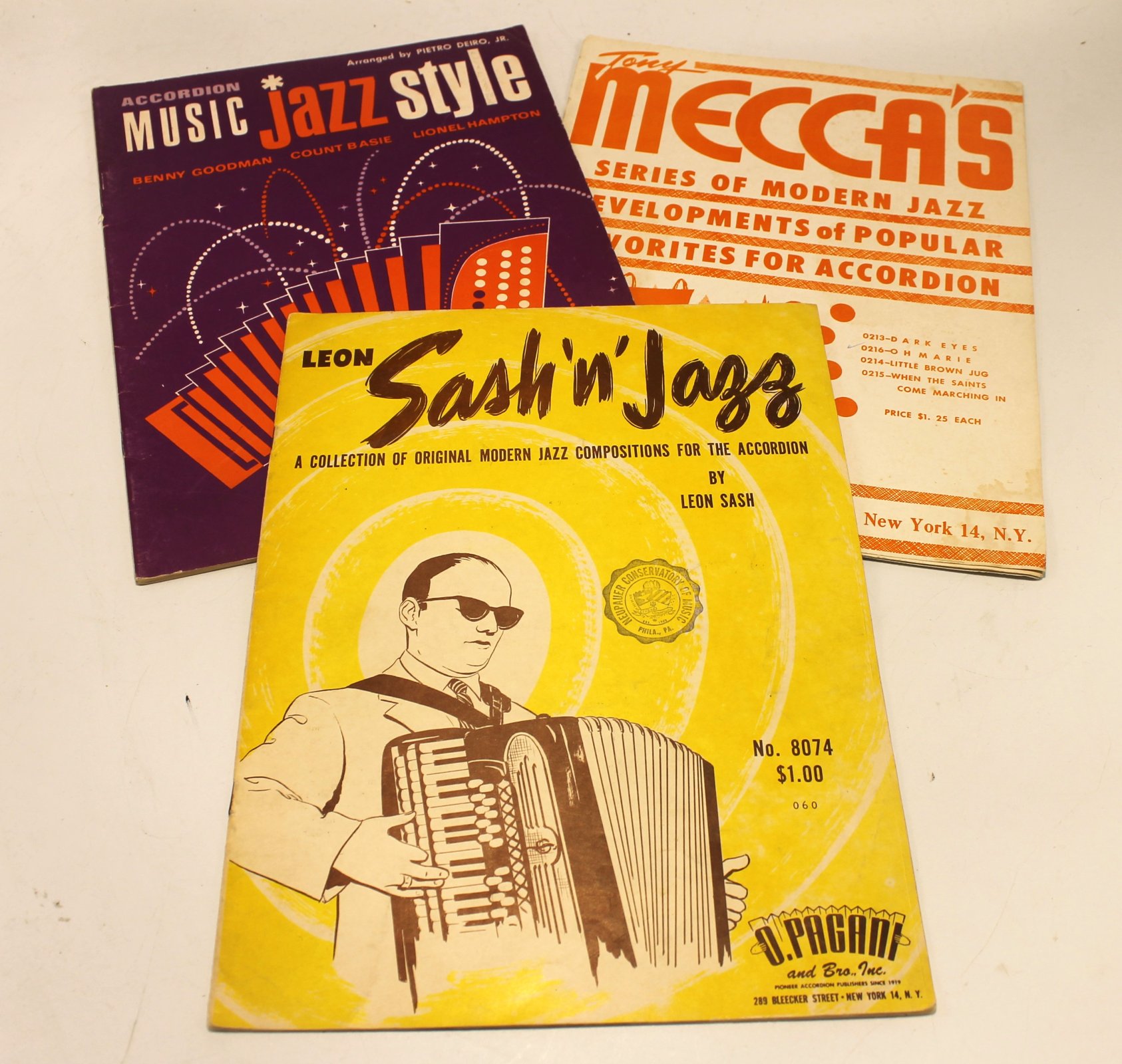 Lot of 3 Used Accordion Music Books Jazz Music For Accordion by L