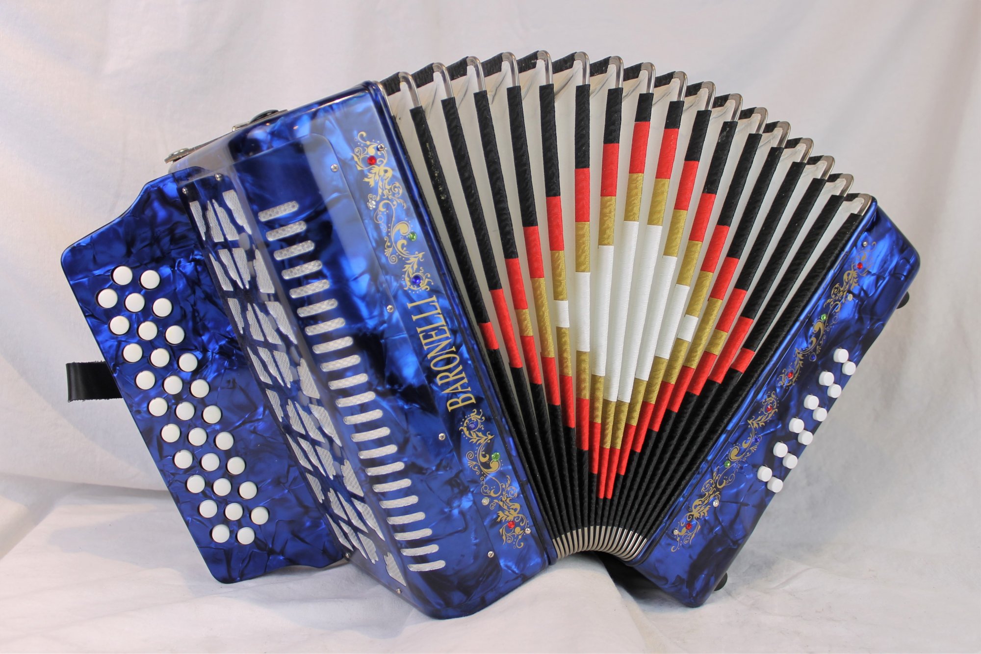 4676 Blue Baronelli Diatonic Button Accordion GCF Sol MM 31 12