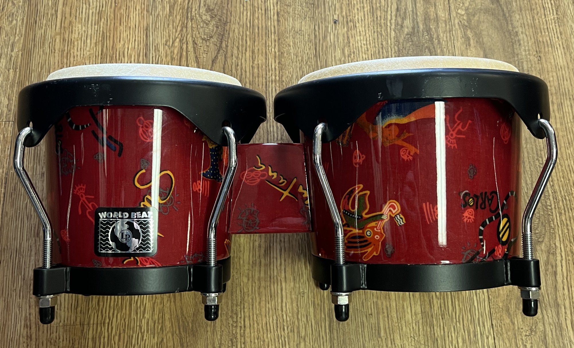 LATIN PERCUSSION WORLD BEAT CARLOS SANTANA BONGOS RED (USED)
