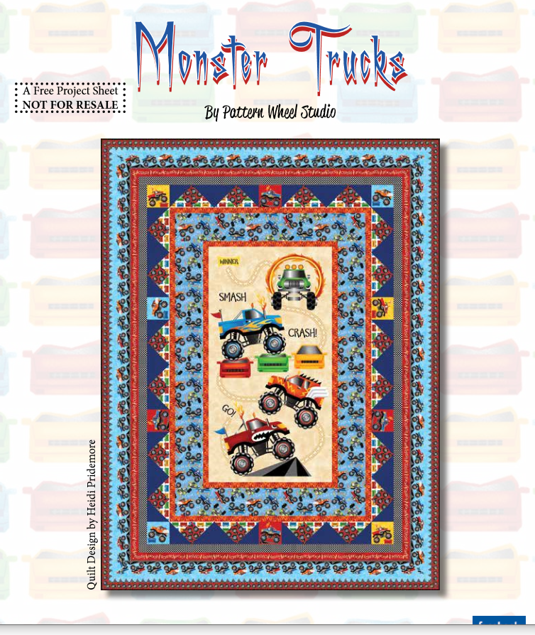 Monster Truck Quilt Kit (Backing Fabric & Pattern Included)