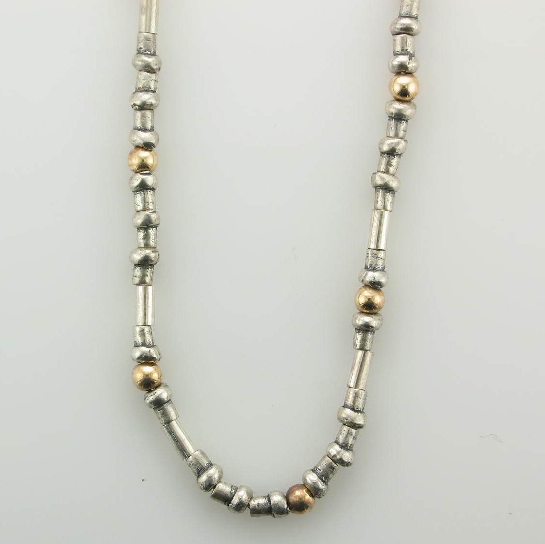 Sterling Silver and 14K Yellow Gold MultiBead Necklace