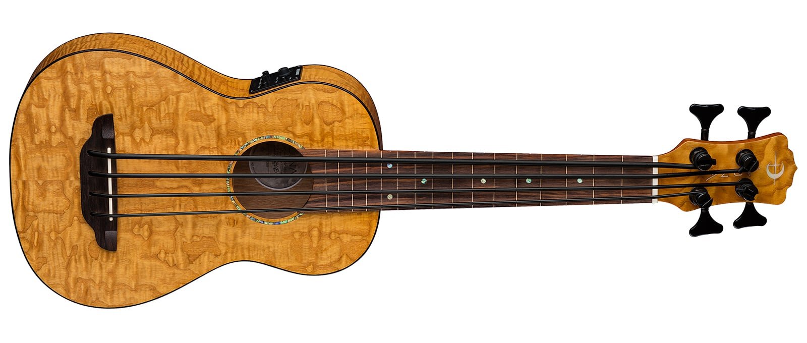 Luna Uke BariBass Quilt Ash w/ Preamp & Padded Gigbag 814064028630