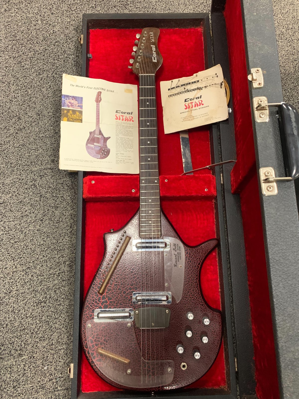 Coral Vincent Bell Electric Sitar 60's All Original w/case 304104