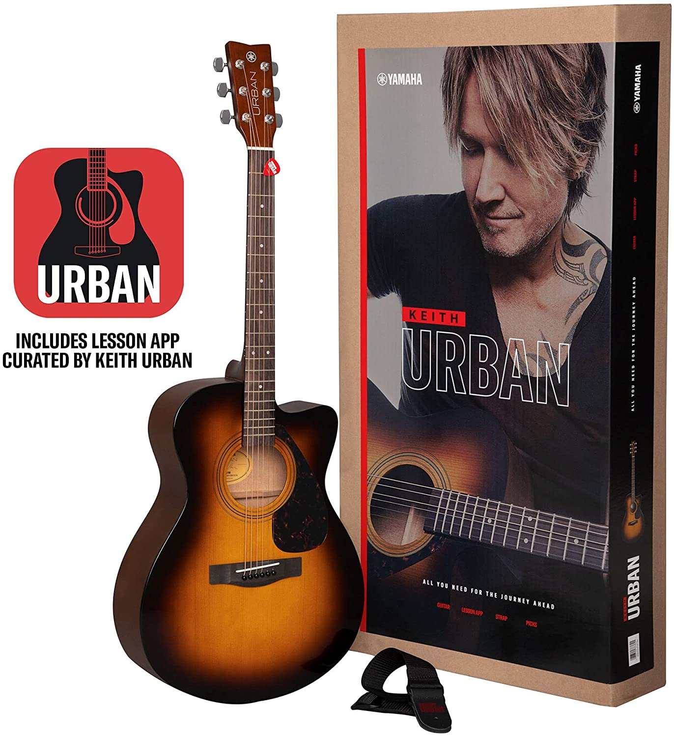 Yamaha Keith Urban Guitar Pack With Acoustic Guitar, Tobacco Sunburst 086792373621