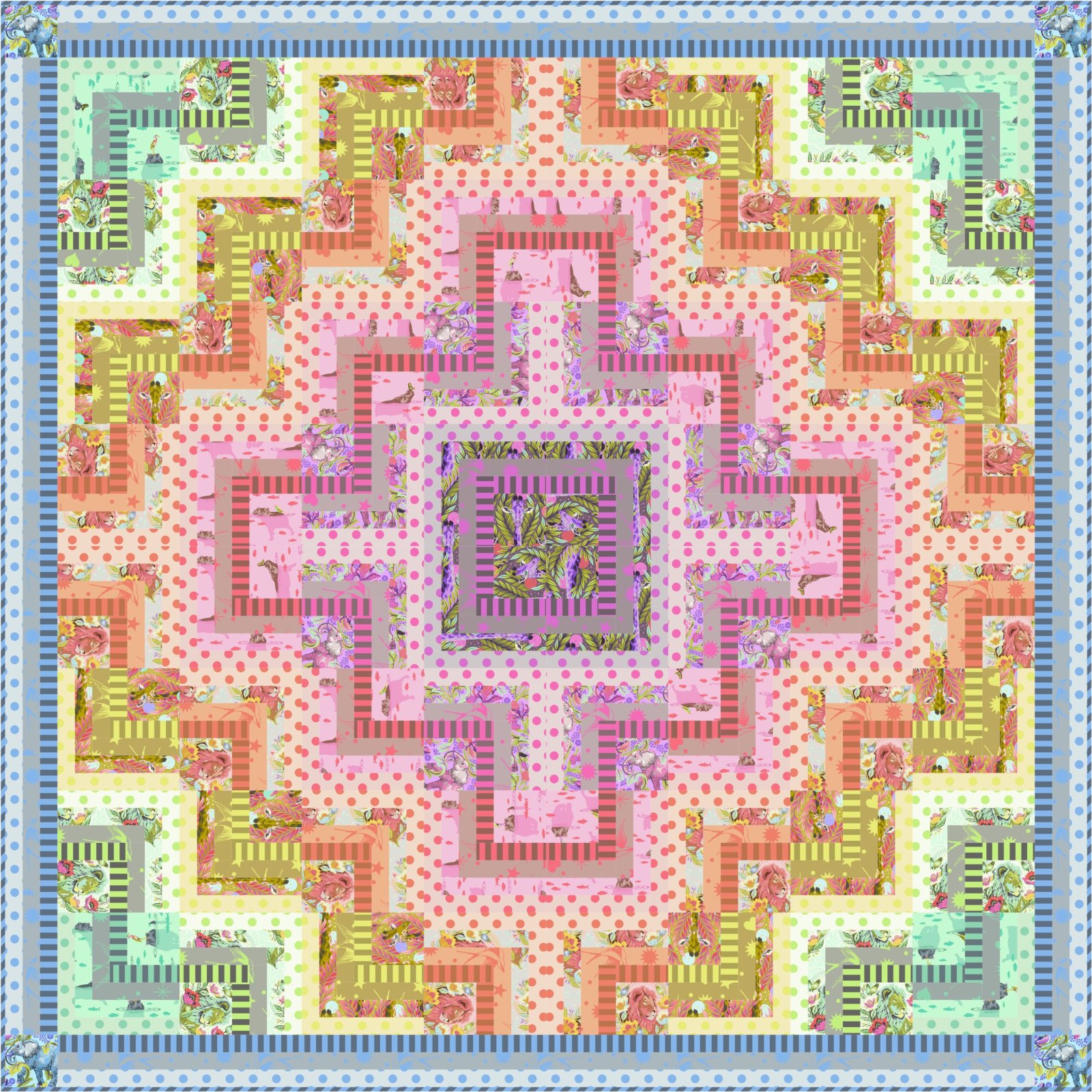 Stained Glass Quilt Kit featuring Everglow by Tula Pink