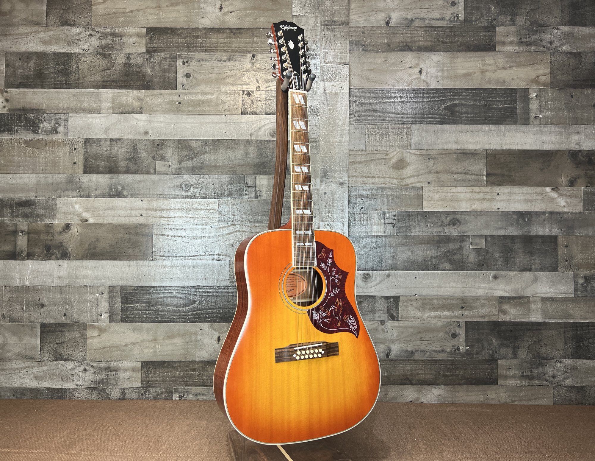 Epiphone Hummingbird 12String Acoustic Guitar Aged Cherry Sunburst