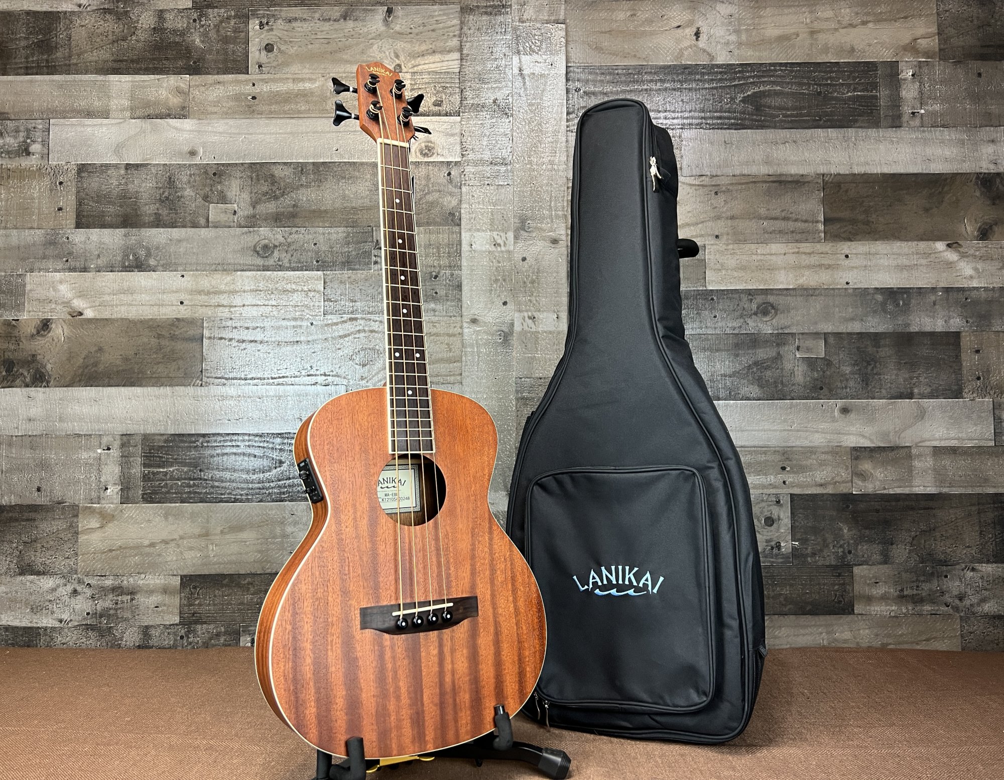 Lanikai MAEBU Mahogany Electric Bass Ukulele w/Bag 842659103189