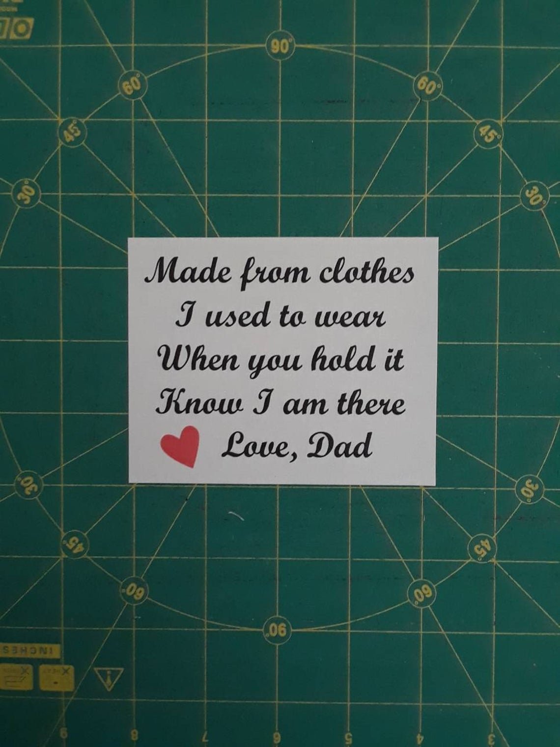 Custom Memory Shirt Quilt Label with poem and name
