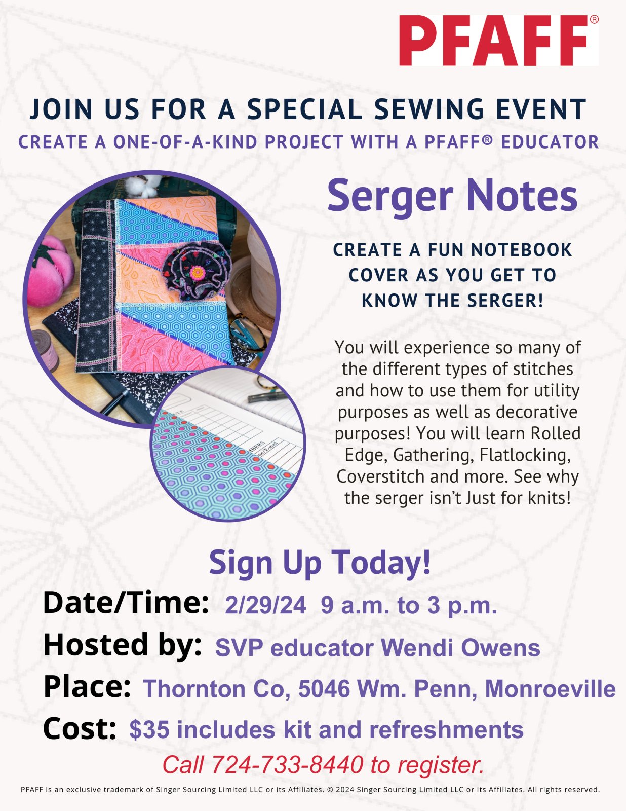 Pfaff education event Thornton Co Pittsburgh PA 15237