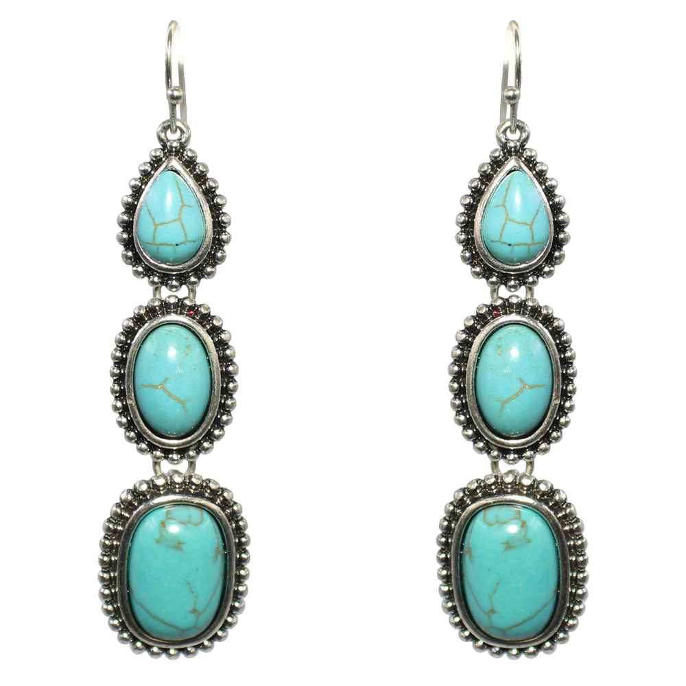 3 Drop Faux Turquoise Earring