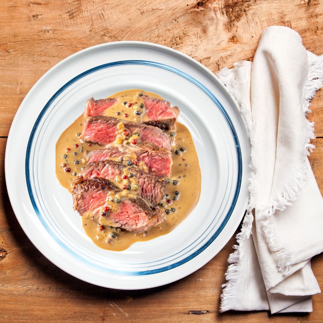 Date Night Steak with Brandy Peppercorn Sauce (Au Poivre)