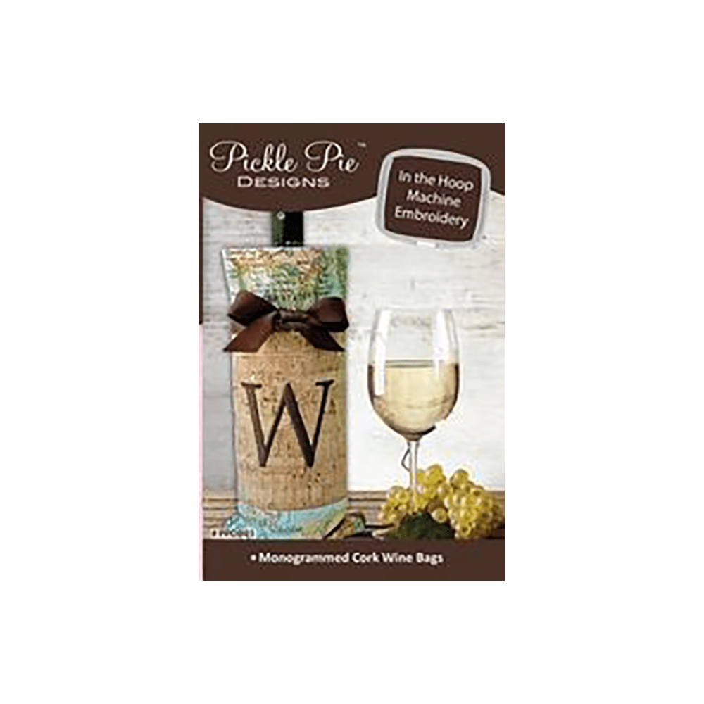 Pickle Pie Designs Machine Embroidery Monogrammed Cork Wine Bags