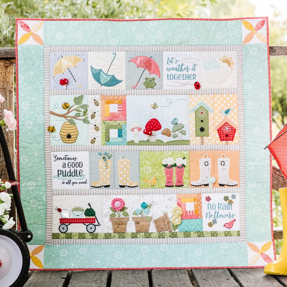 KimberBell Quilt Kit Spring Showers 40in x 40in, fabric for quilt top