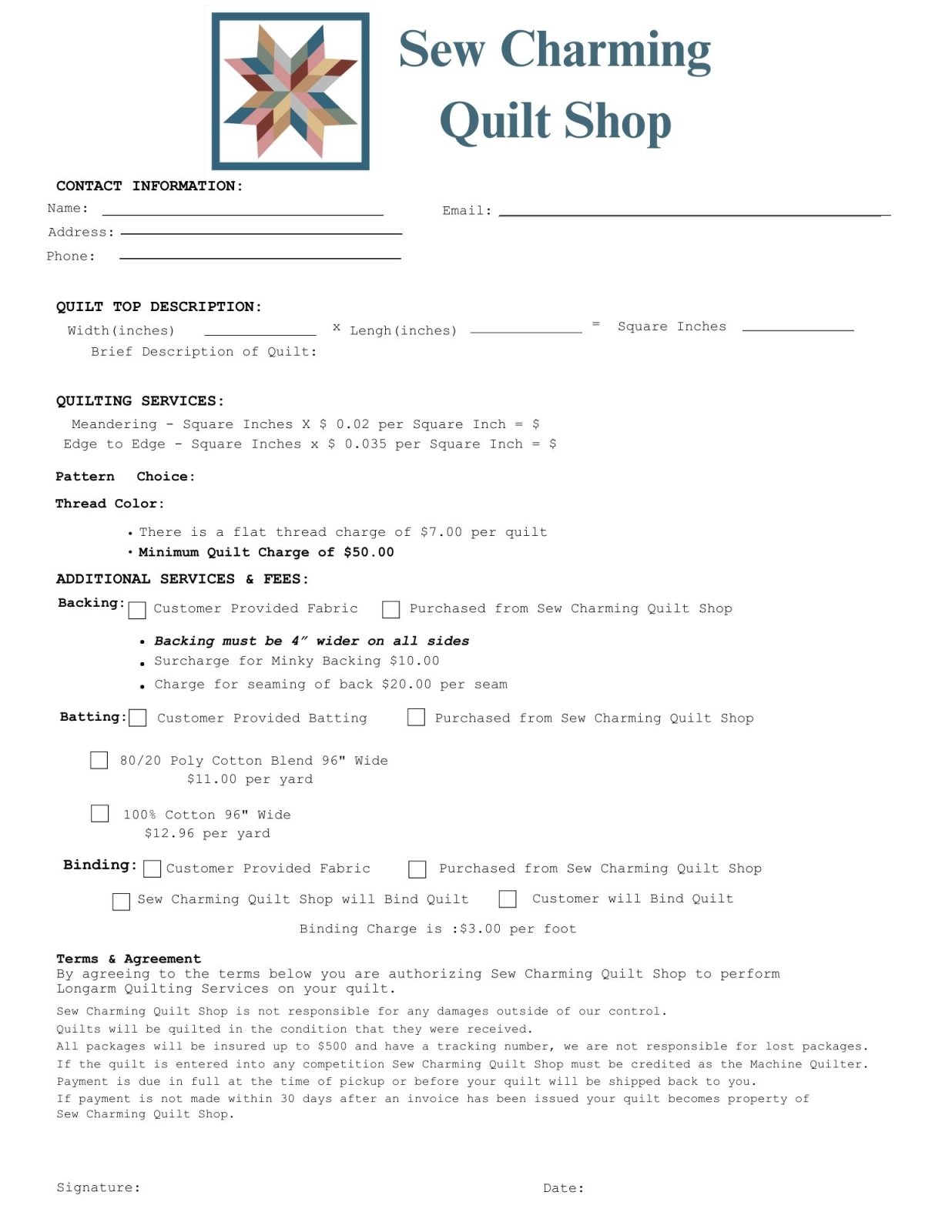 Sew Charming Longarm Quilting Service Clanton, AL 35045