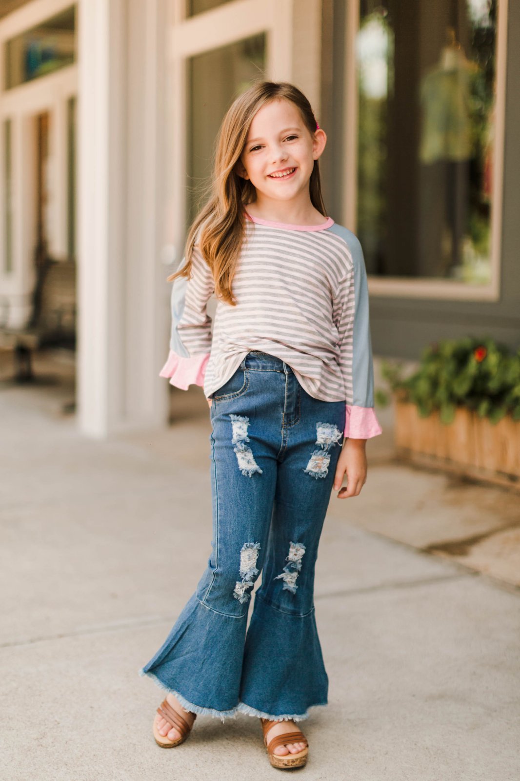 Kid's Distressed Bell Bottoms