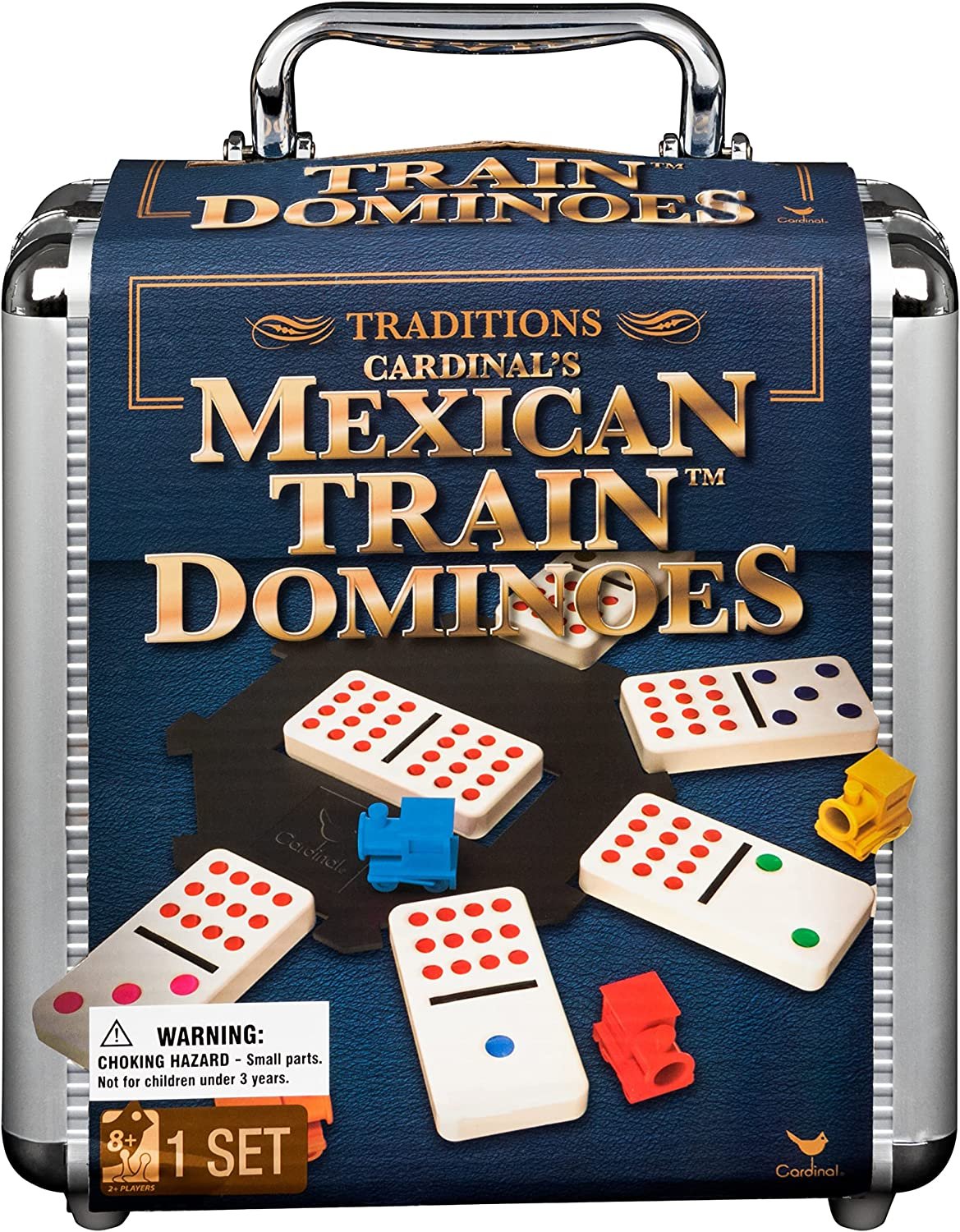 Mexican Train Dominoes Set Tile Board Game in Aluminum Carry Case Games