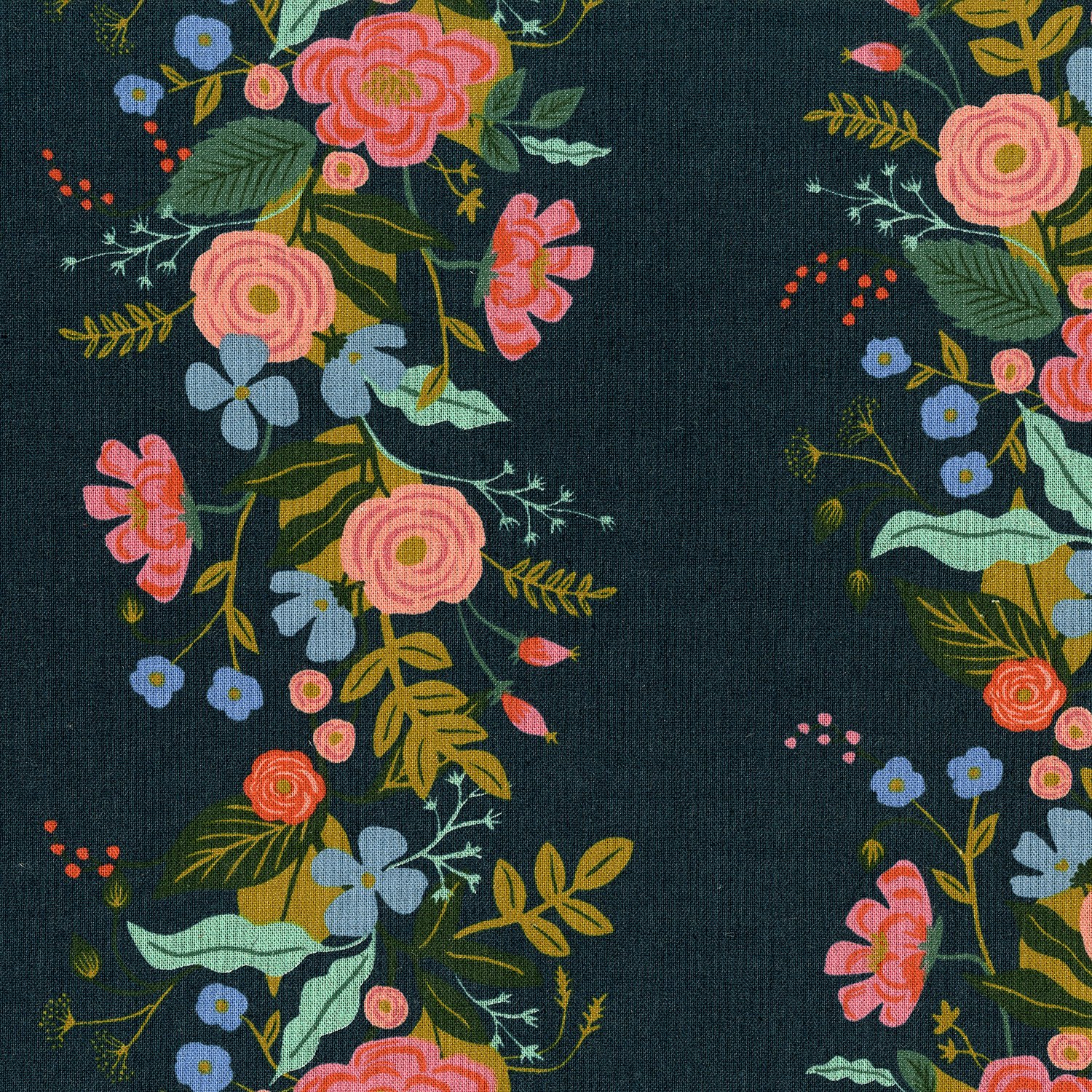 Floral Vines Navy, English Garden Cotton Canvas Rifle Paper Co., Cotton