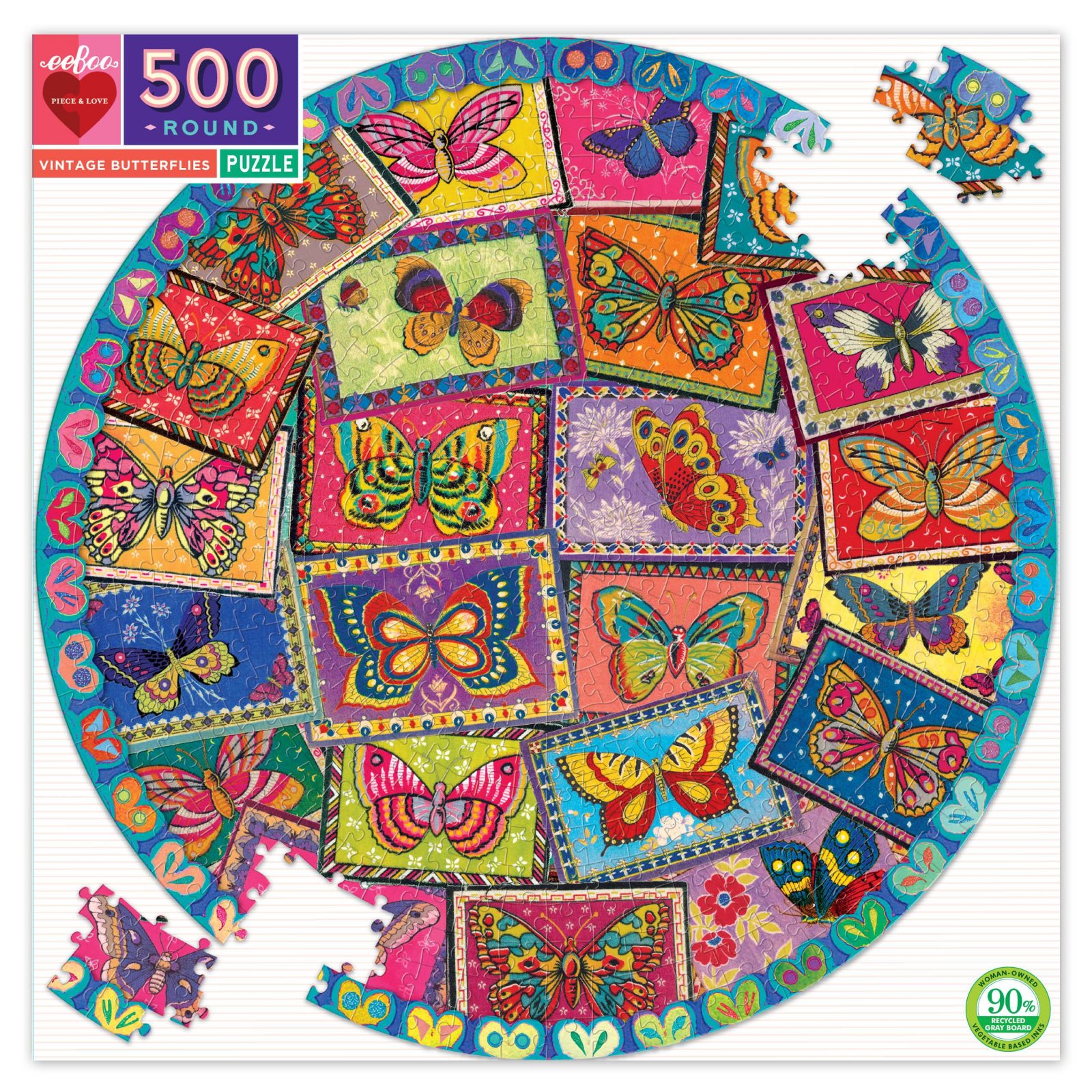 Vintage Butterflies 500 pc puzzle by eeBoo 689197000000