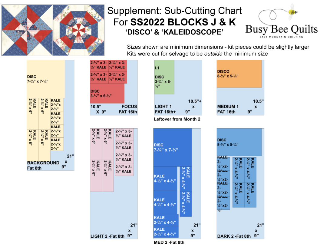SS2022 Month 7 August Disco & Kaleidoscope Quilt Blocks QST & Paper