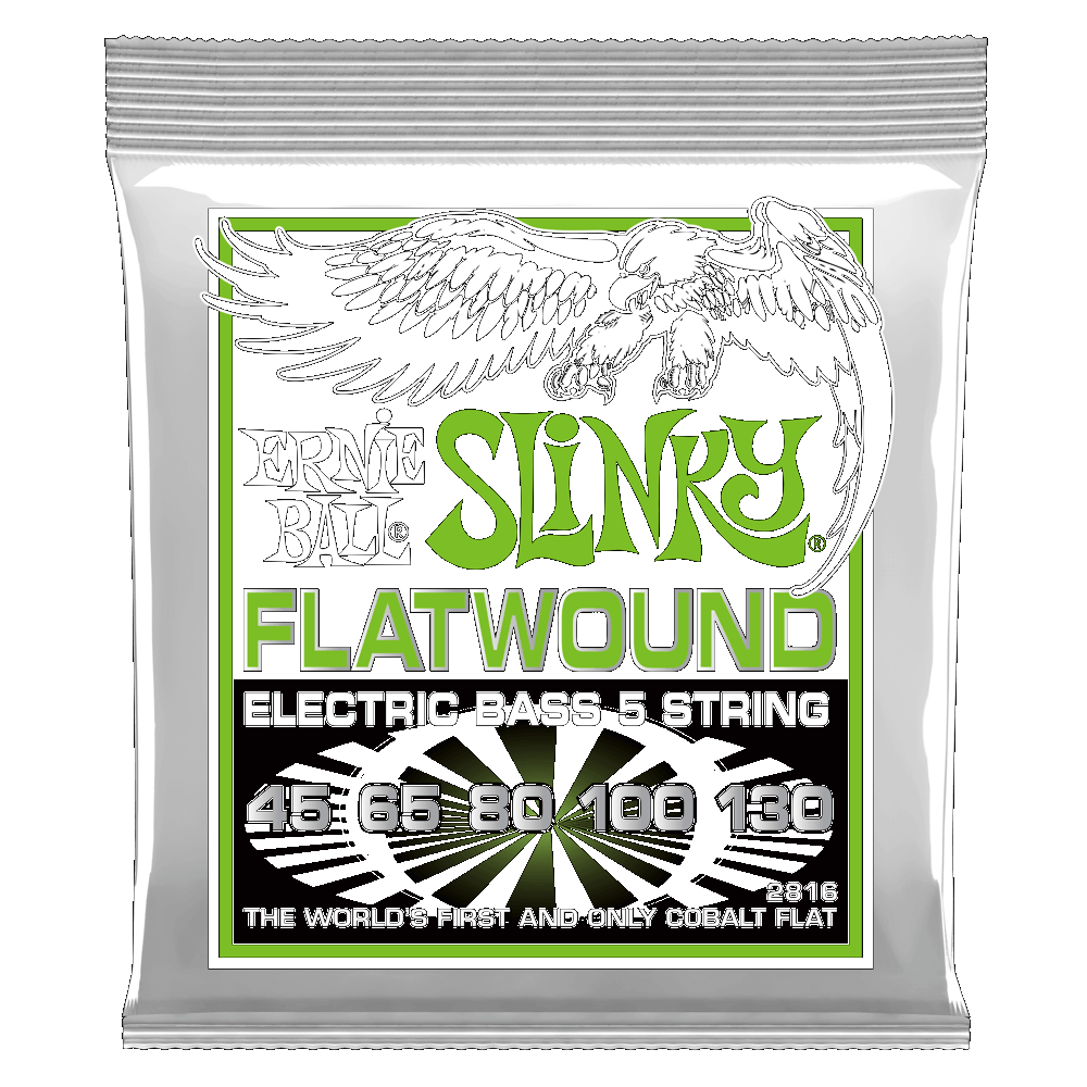 Ernie Ball P02816 Reg Slinky 5Str Flatwound Bass Strings 45130