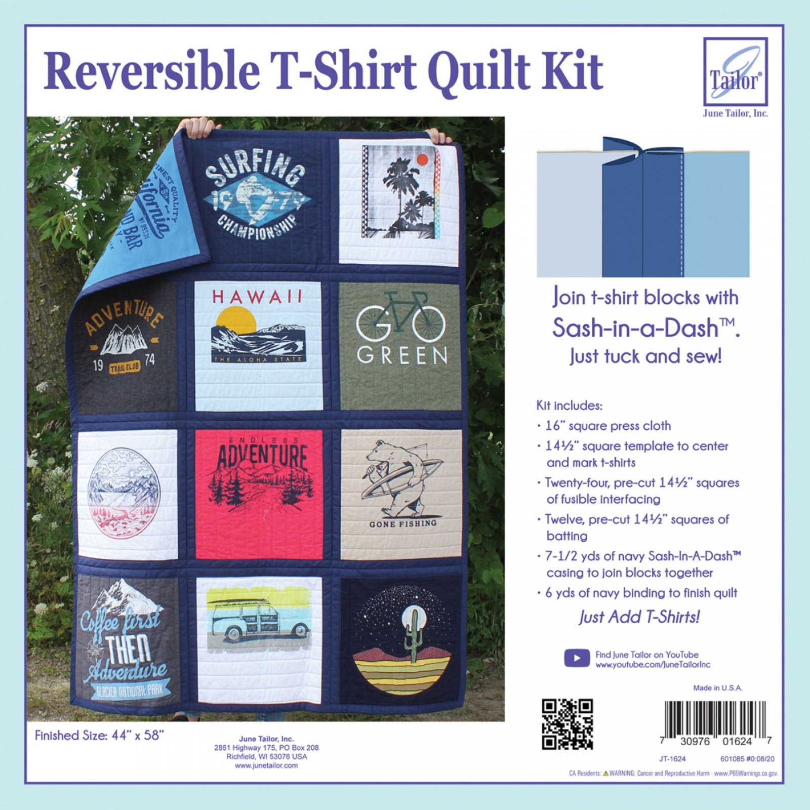 Reversible TShirt Quilt Kit Navy Sashing by June Tailor