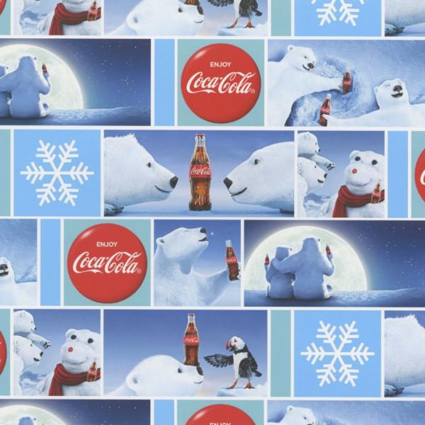 Polar Bear Blocks CocaCola Polar Bear Fabric by Sykel Enterprises