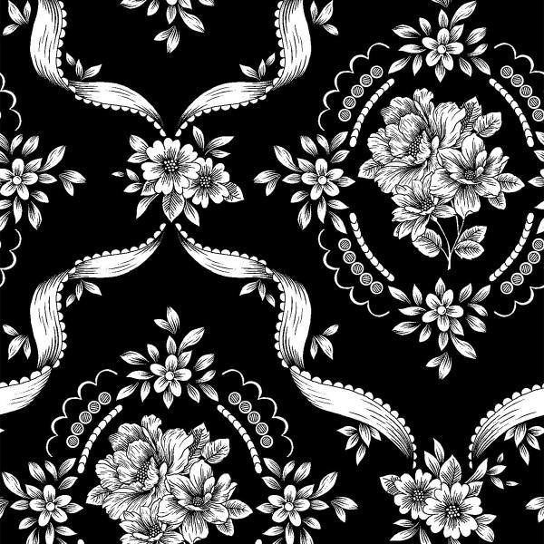 Black/White Floral Ribbon 12012071