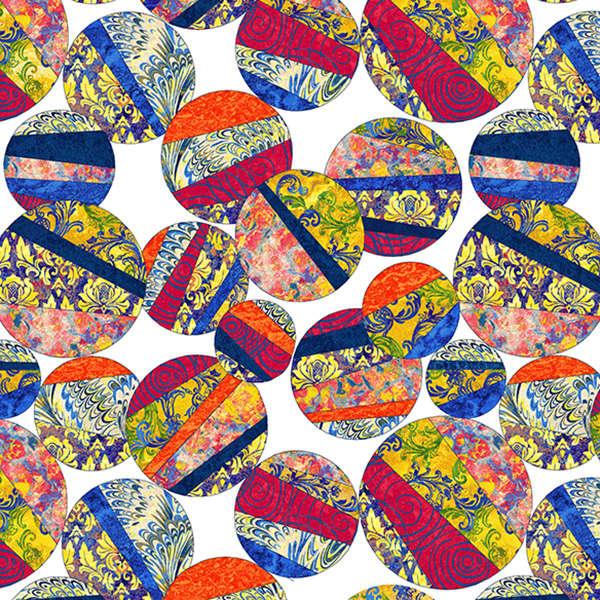 Orange; Burgundy, Navy, and Gold Circle Glass Balls on White