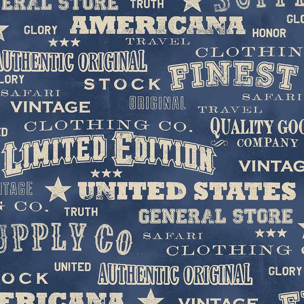 General Store Slogans on Denim Blue Limited Edition by Nancy Gere for