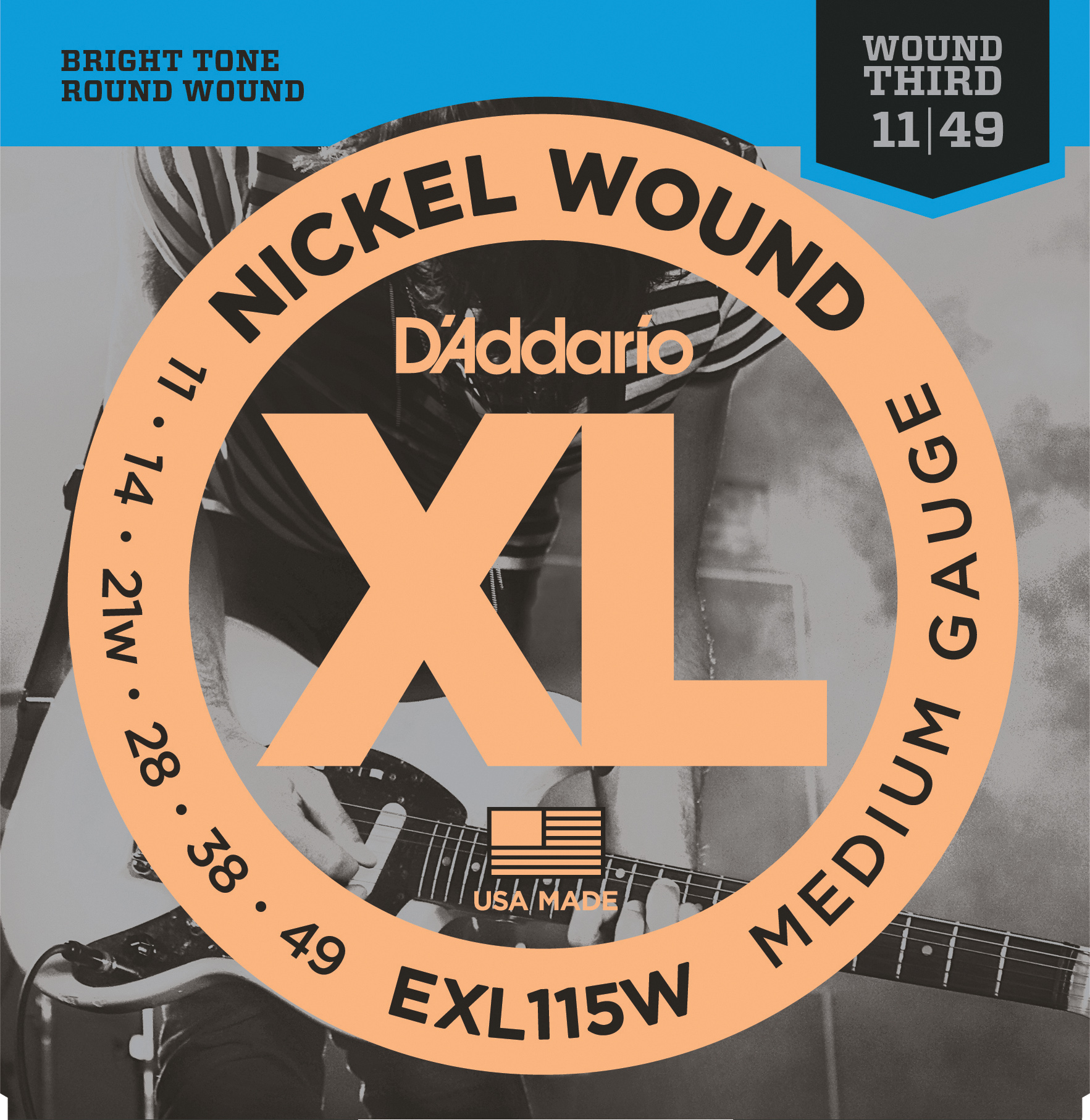 D'Addario EXL115W Nickel Wound Electric Guitar Strings Medium/Blues