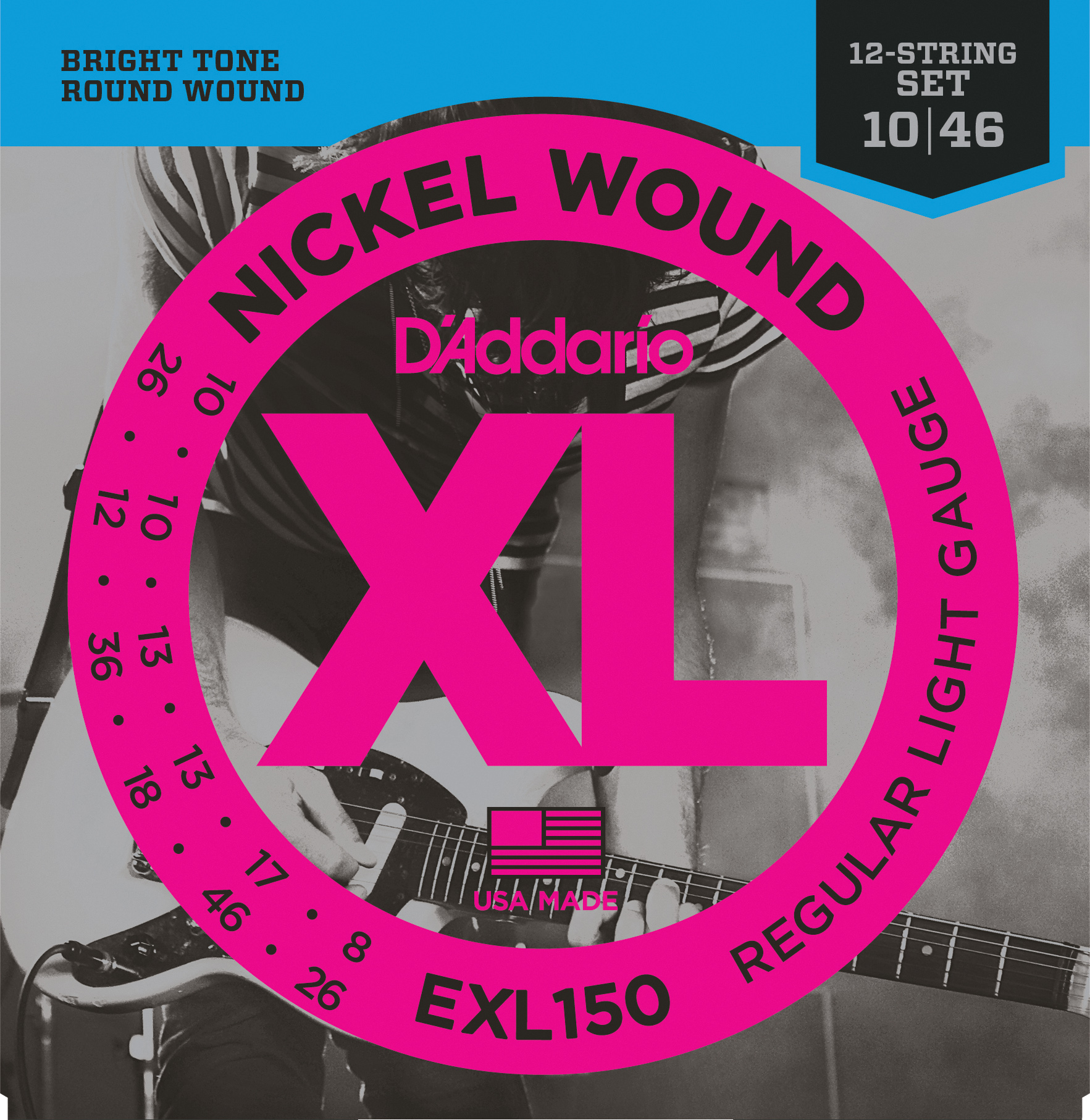 D'Addario EXL150 Nickel Wound Electric Guitar Strings 12String Regular