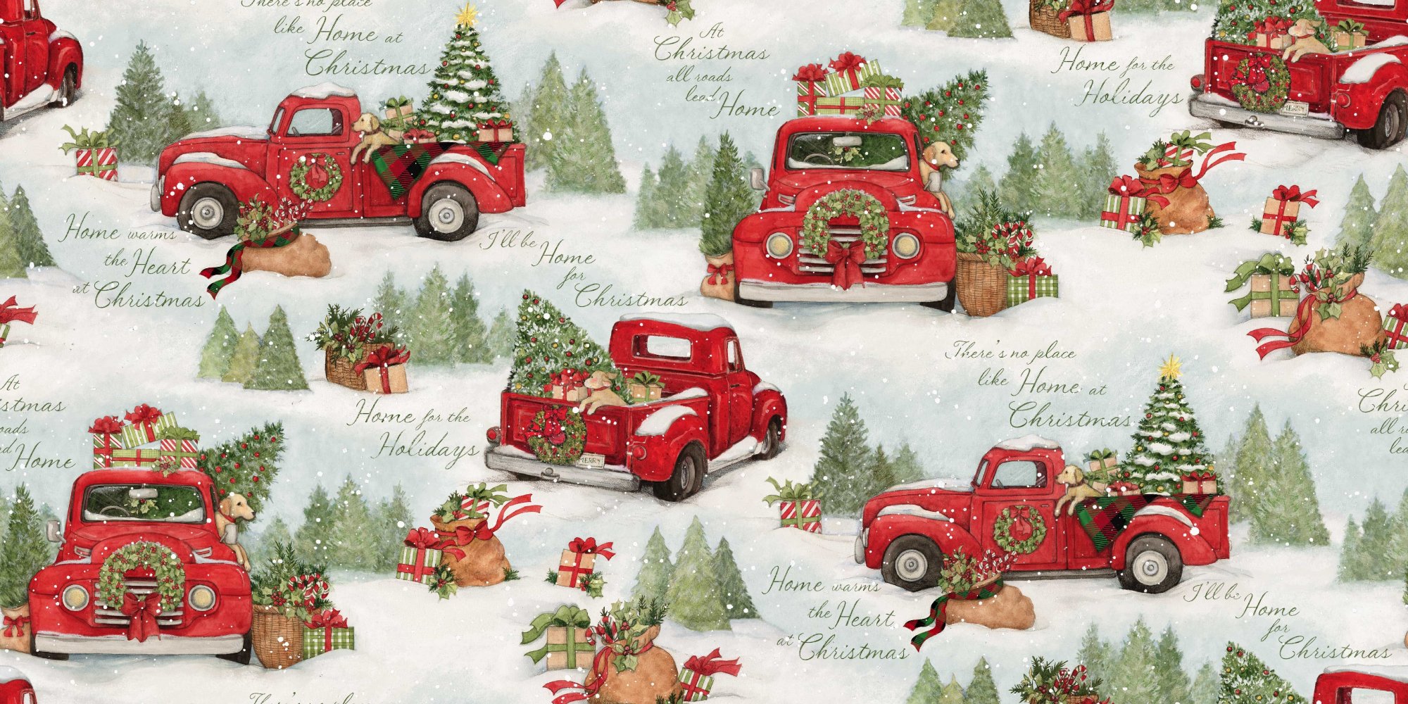 Home for Christmas Red Truck Scenic