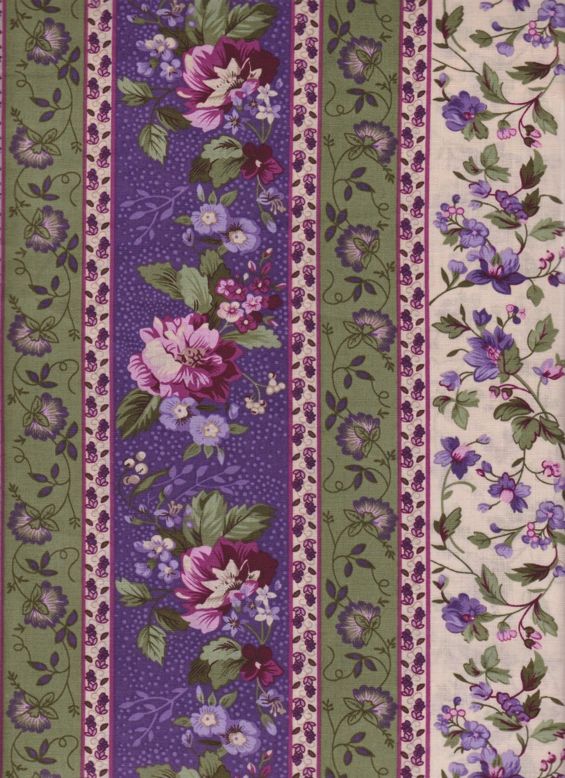 Lavender and Green French Country Floral Stripe by N.T.T. Inc. for Fabric Traditions