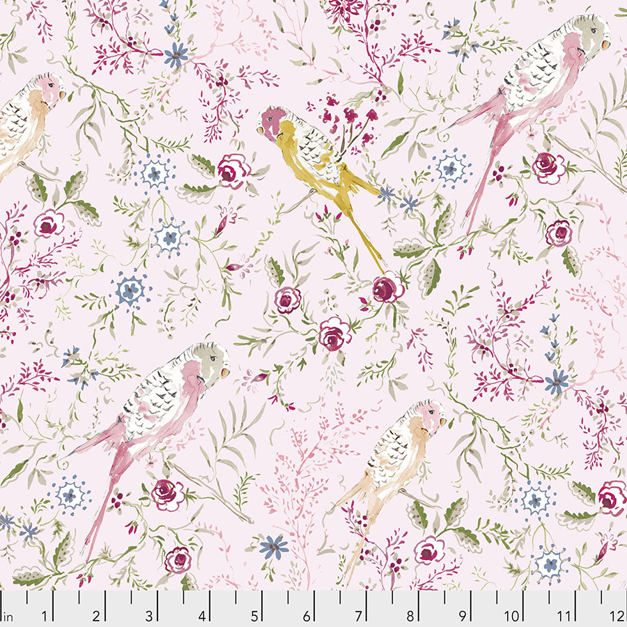 Adelaide Grove Parakeet Park Pink by Dena Designs for Free Spirit