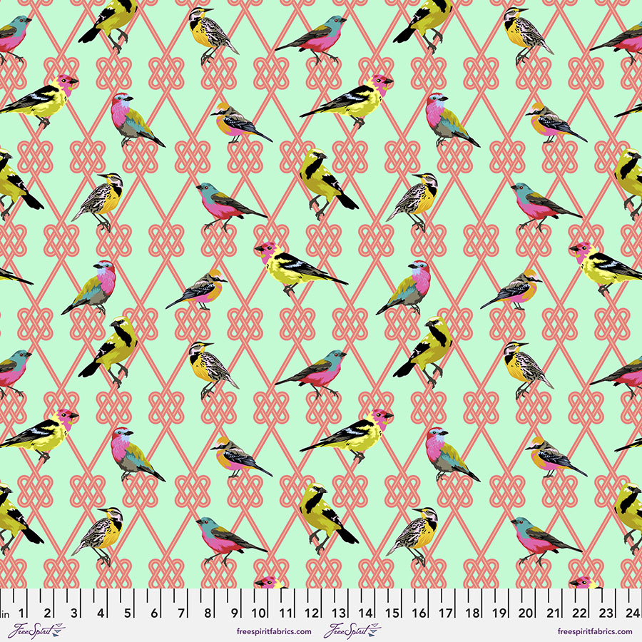 SPECIALTY FABRICS In a Finch Birds in Dawn Geometric Design Moon