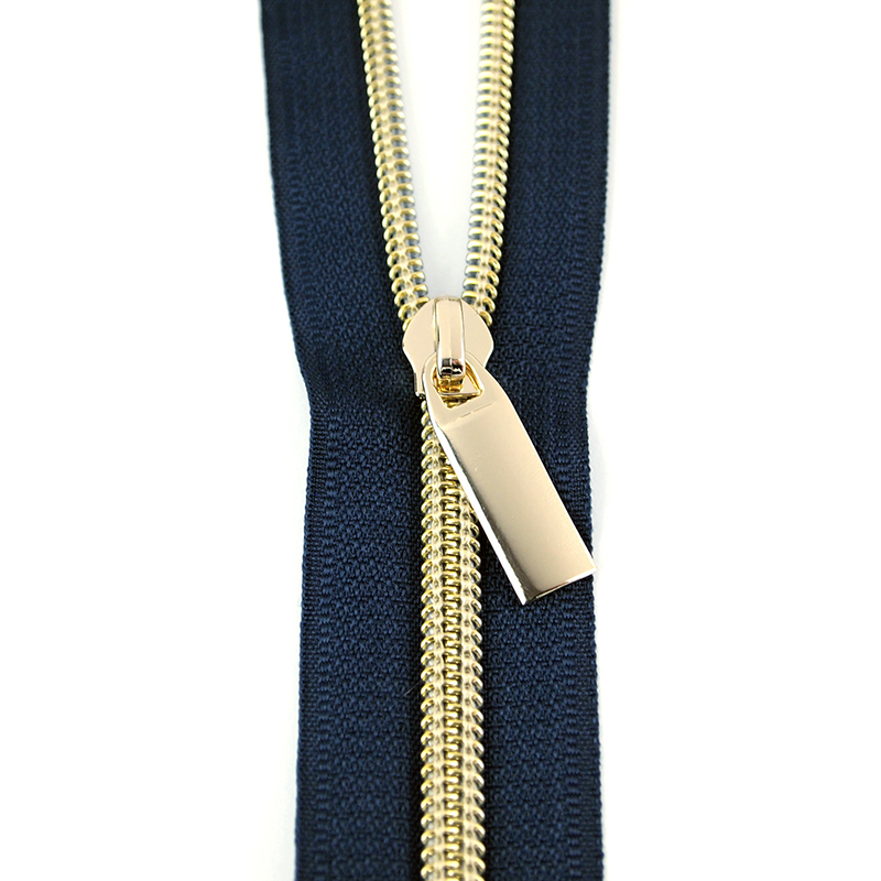 Zippers by the Yard Navy/Gold (per inch) 144277