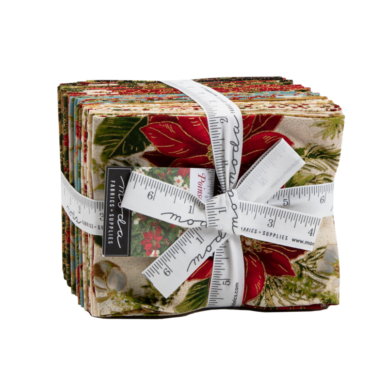 Moda Poinsettias Pine Metallic Fat Quarter Bundle 27 fq's Moda Fabric