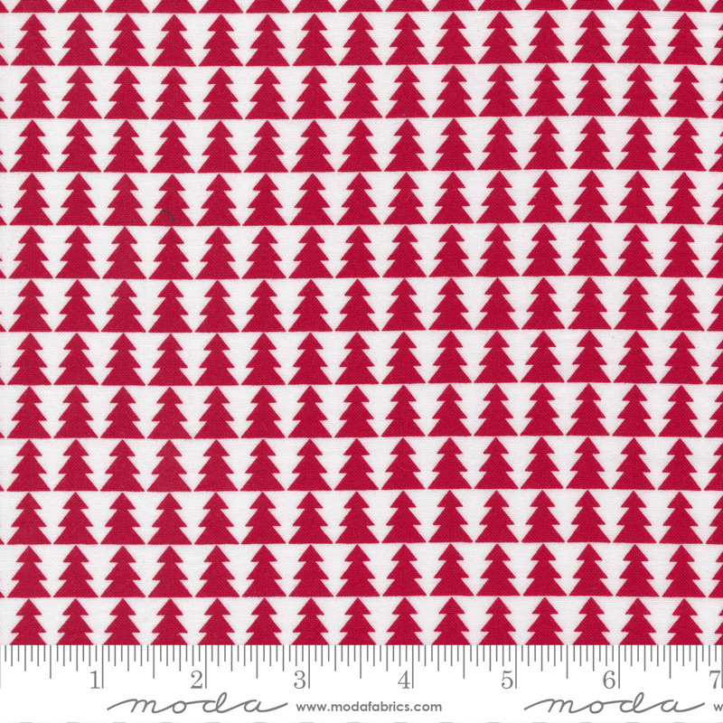 2412112 Cardinal/White Pine Tree Stripes Candy Cane Lane Moda