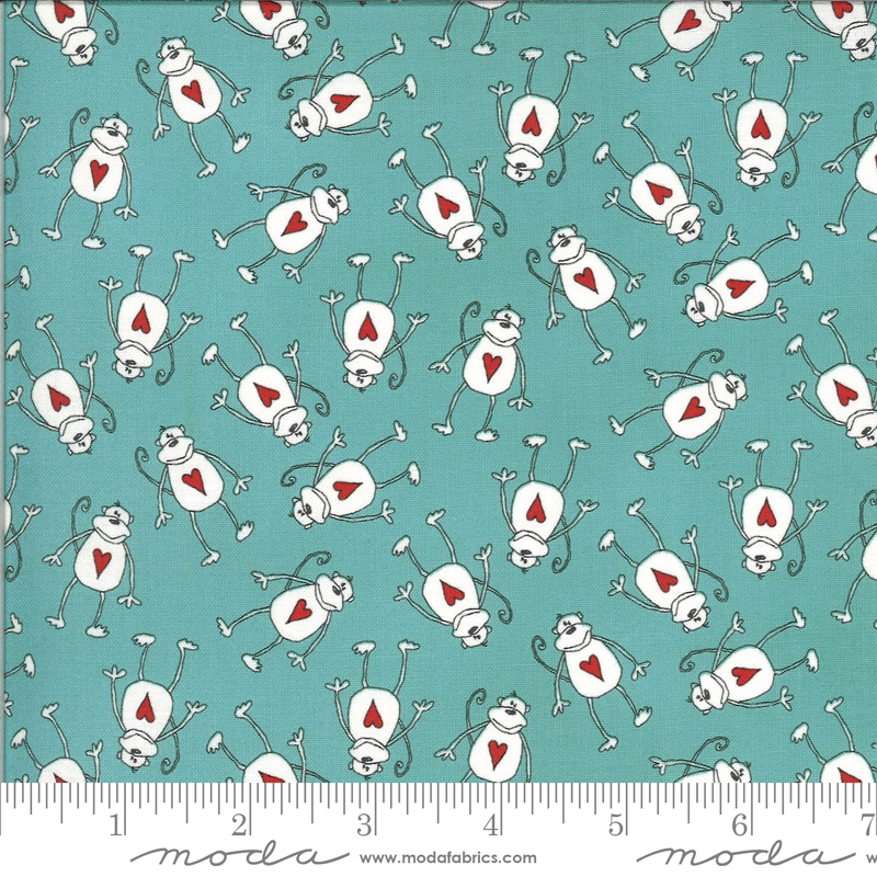 Animal Crackers Monkey on Blue Brushed Cotton Flannel 752106562240