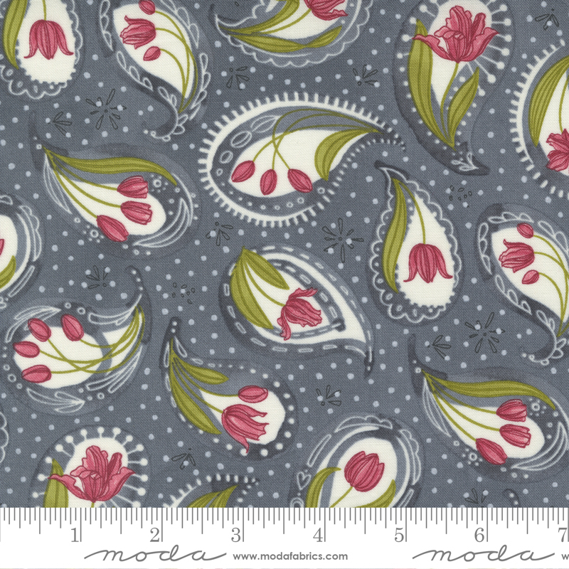 Tulip Tango Graphite Tulip Paisley by Robin Pickens for Moda 4871113 752106662544