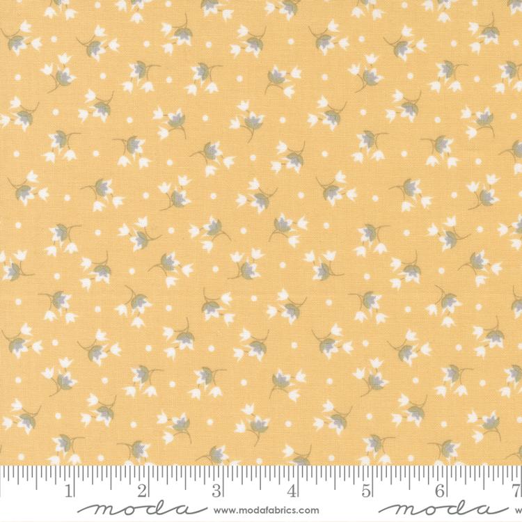 Tulip Small Floral, Goldenrod Buttercup Slate by Moda Fabrics