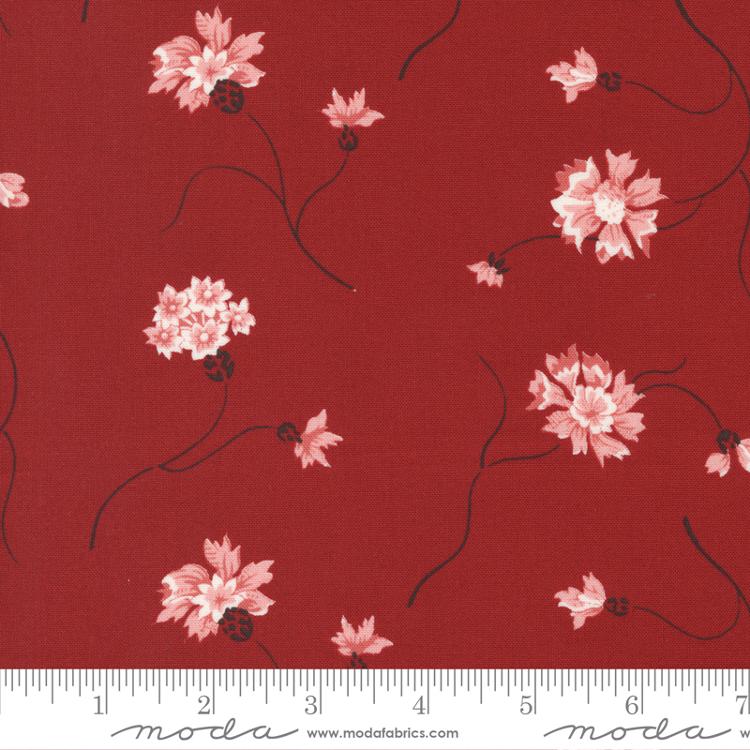 Red White Gatherings Crimson Red Floral Fabric by Primitive Gatherings