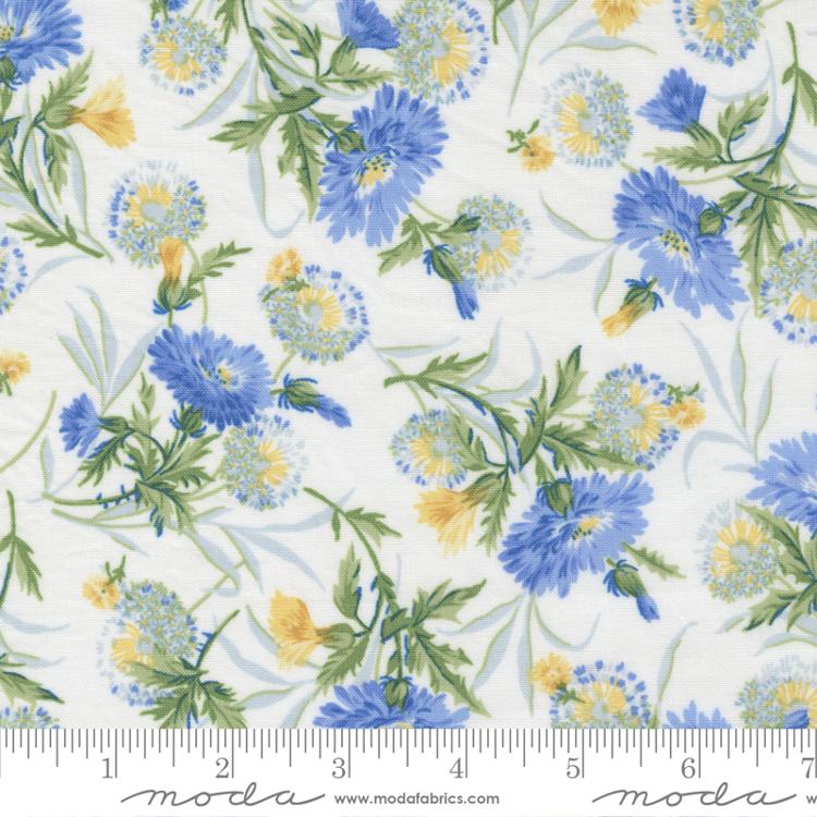 SPECIALTY FABRICS Flower Patch Dandelions on White Summer Breeze by