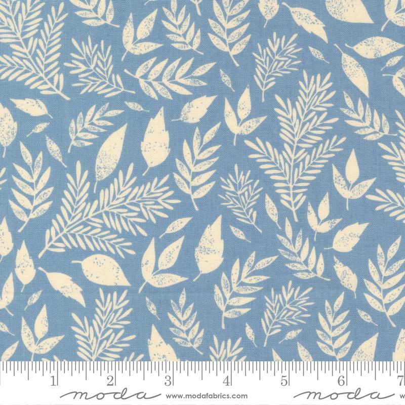 Flower Press Collection Scattered Leaf Blenders in Sky by Katharine