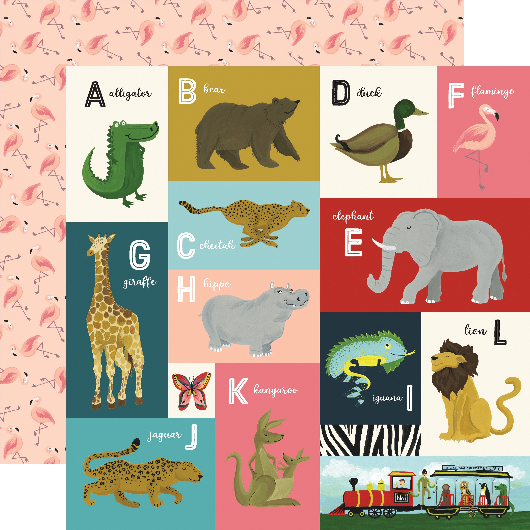 Animal Safari DoubleSided Cardstock 12X12Animal Alphabet Cards AL