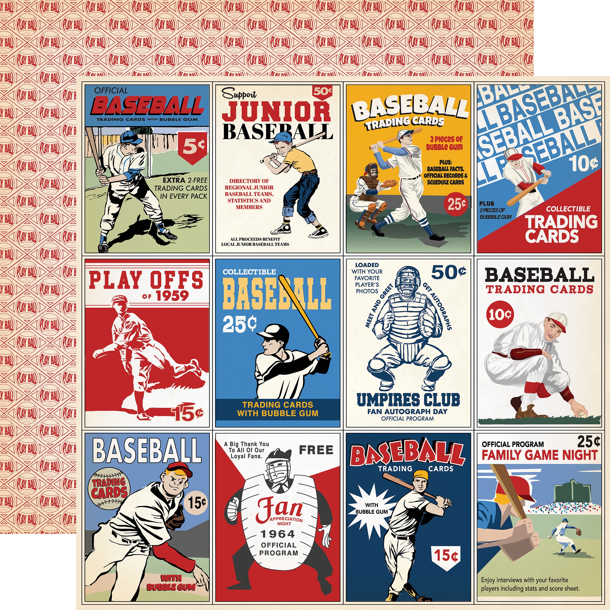 Baseball 3X4 Journaling Cards 644216125012