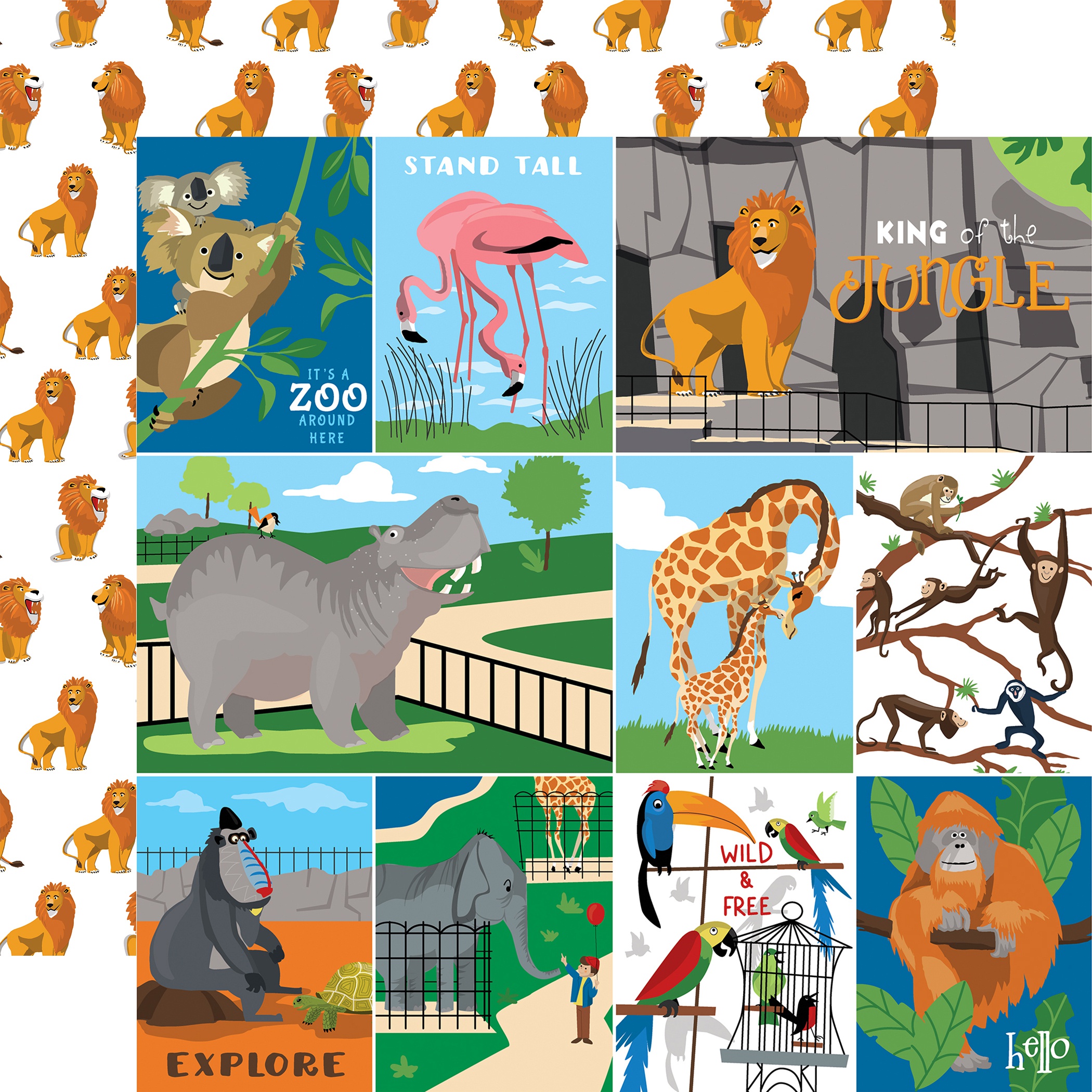 Zoo Adventure DoubleSided Cardstock 12X12Multi Journaling Cards