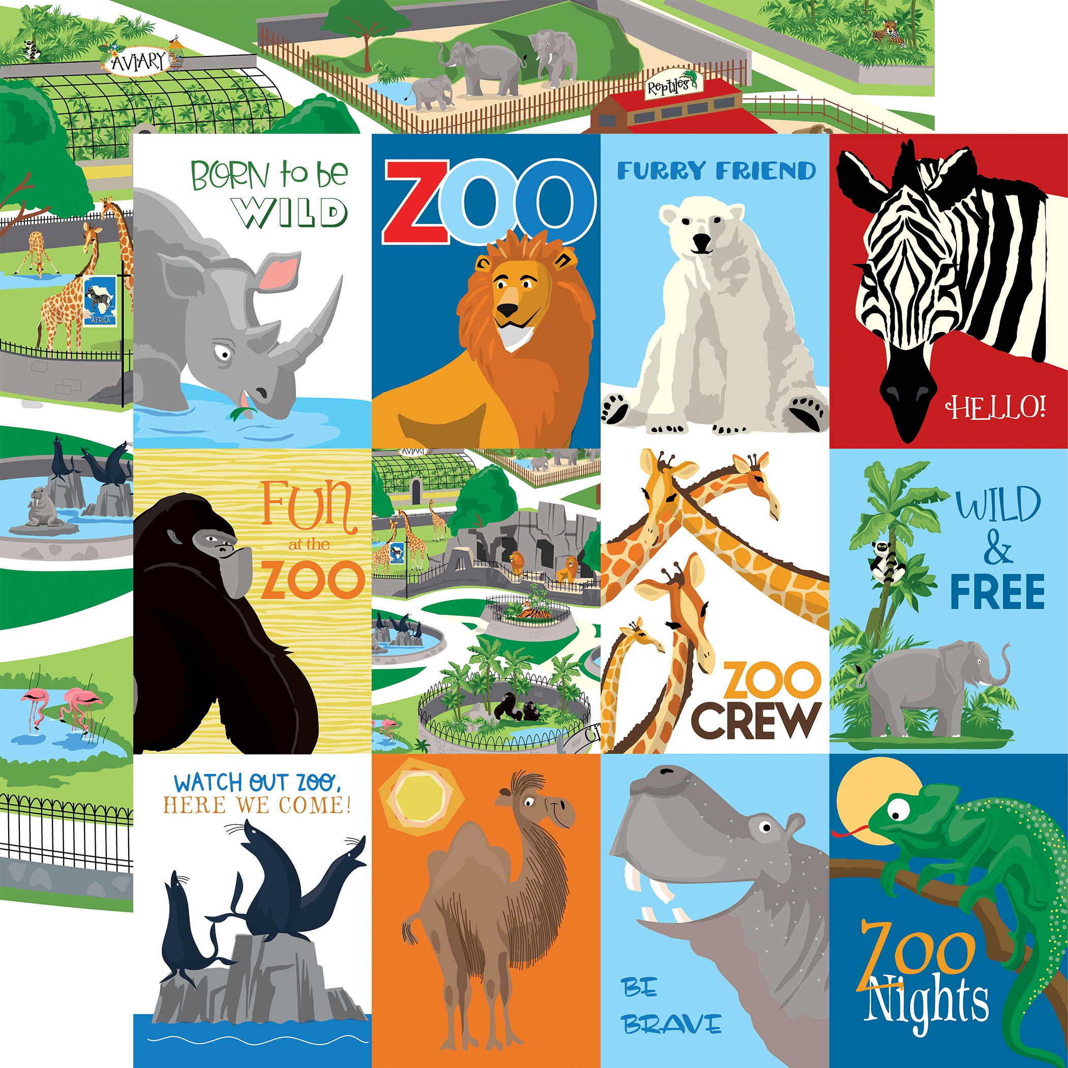 Zoo Adventure DoubleSided Cardstock 12X12Multi Journaling Cards