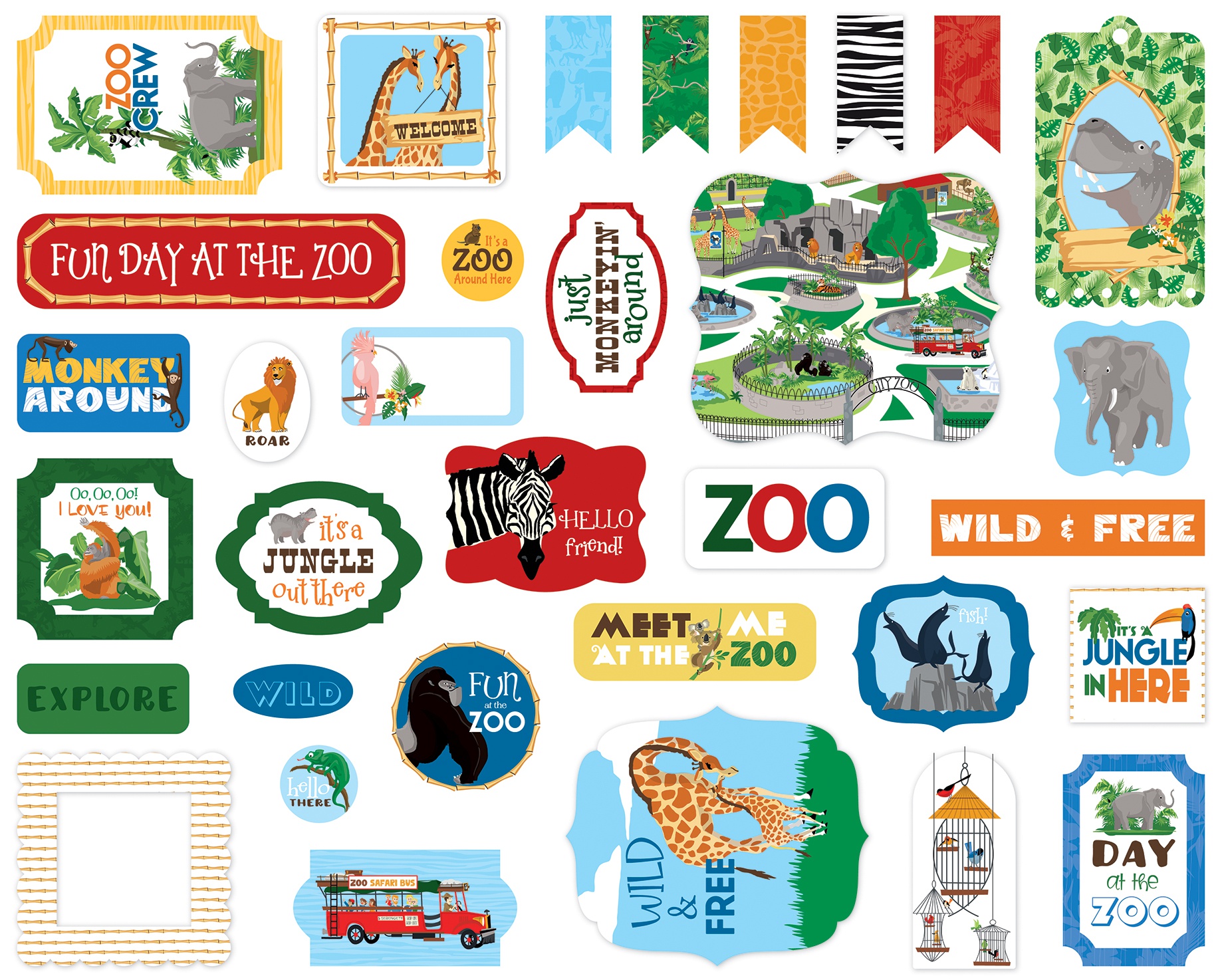 Carta Bella Cardstock Ephemera 33/PkgIcons, Zoo Adventure 787790367826