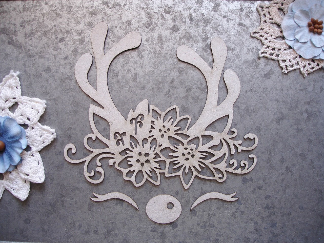 Scrapaholics Laser Cut Chipboard 1.8mm ThickReindeer Face, 4/Pkg, 6X5